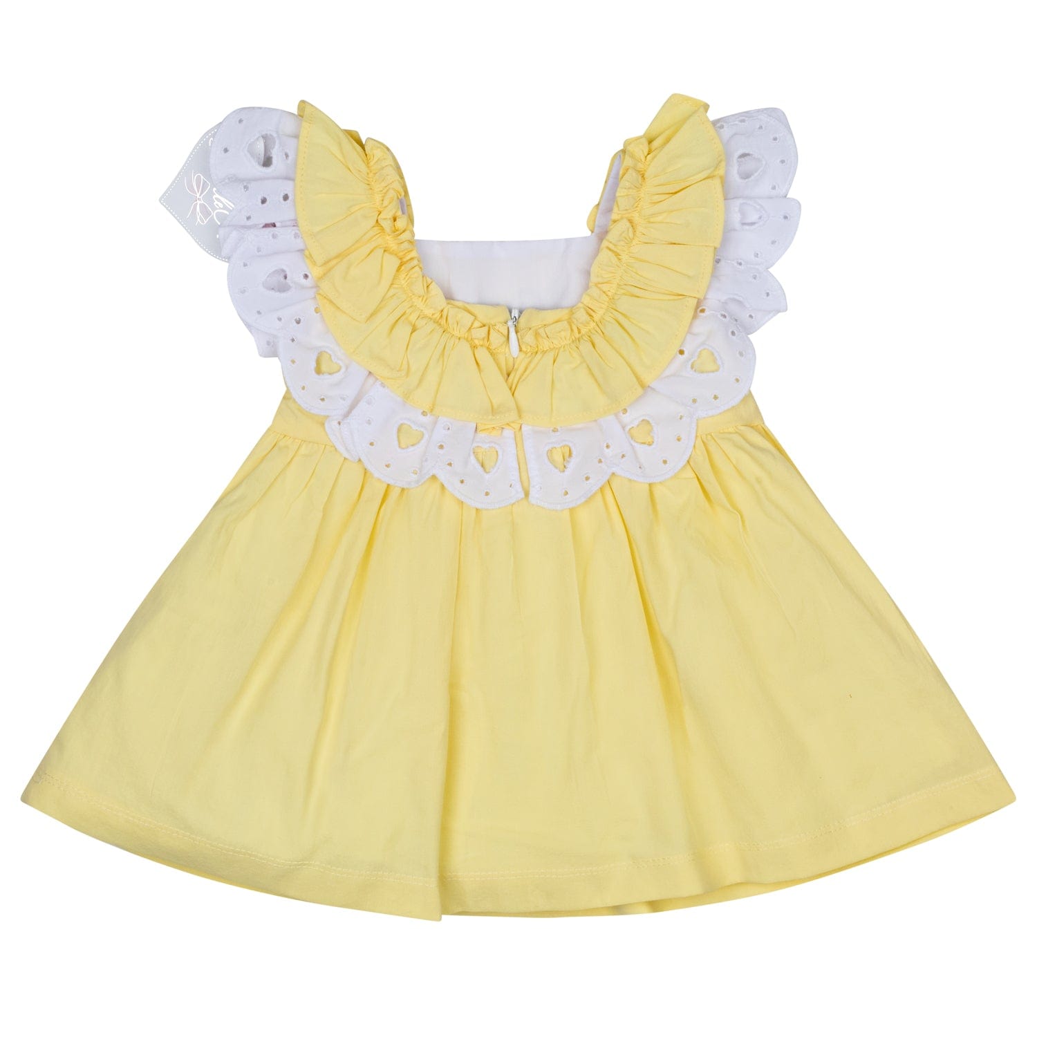 LITTLE A - Josephine Pastel Hearts Poplin Dress - Lemon