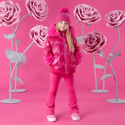 A DEE - Winter Bloom Avery Short Fur Trim Jacket - Fuchsia
