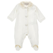MONNALISA - Rose Bud & Lace Babygrow - Ivory