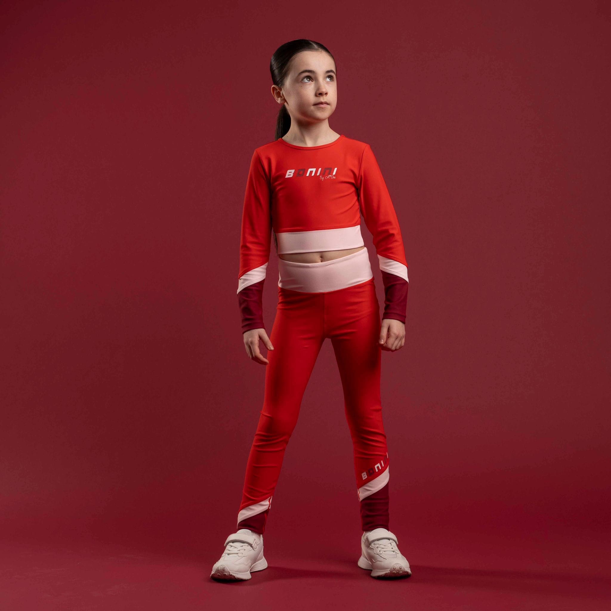 BONINI BY A DEE - Motion & Sprint Printed Long Sleeve Panel Top & Legging Set - Red