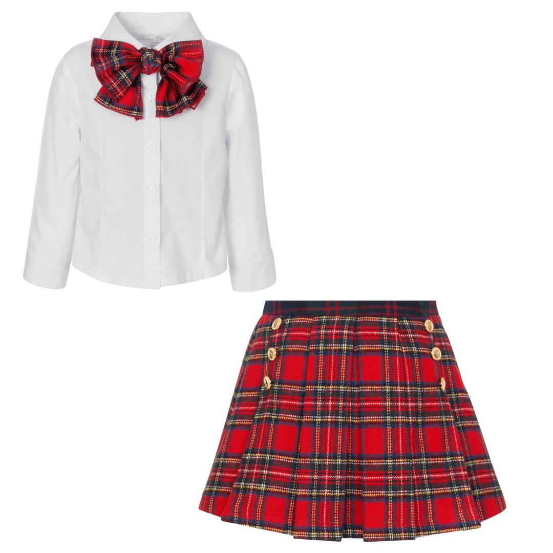 BALLOON CHIC - Tartan  Skirt Set - Red