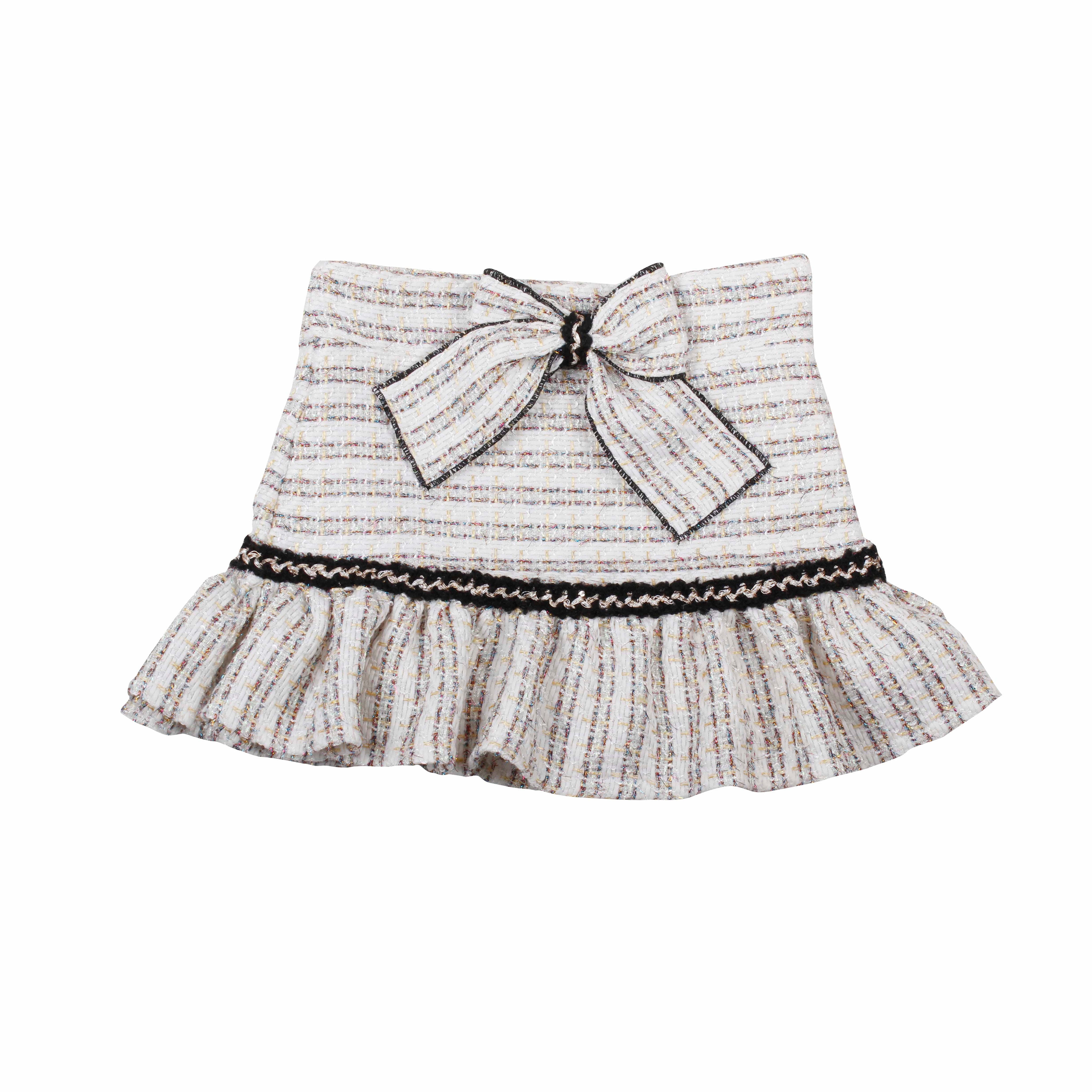 NAXOS - Tweed Four Piece Skirt Set With Black Trim - Cream