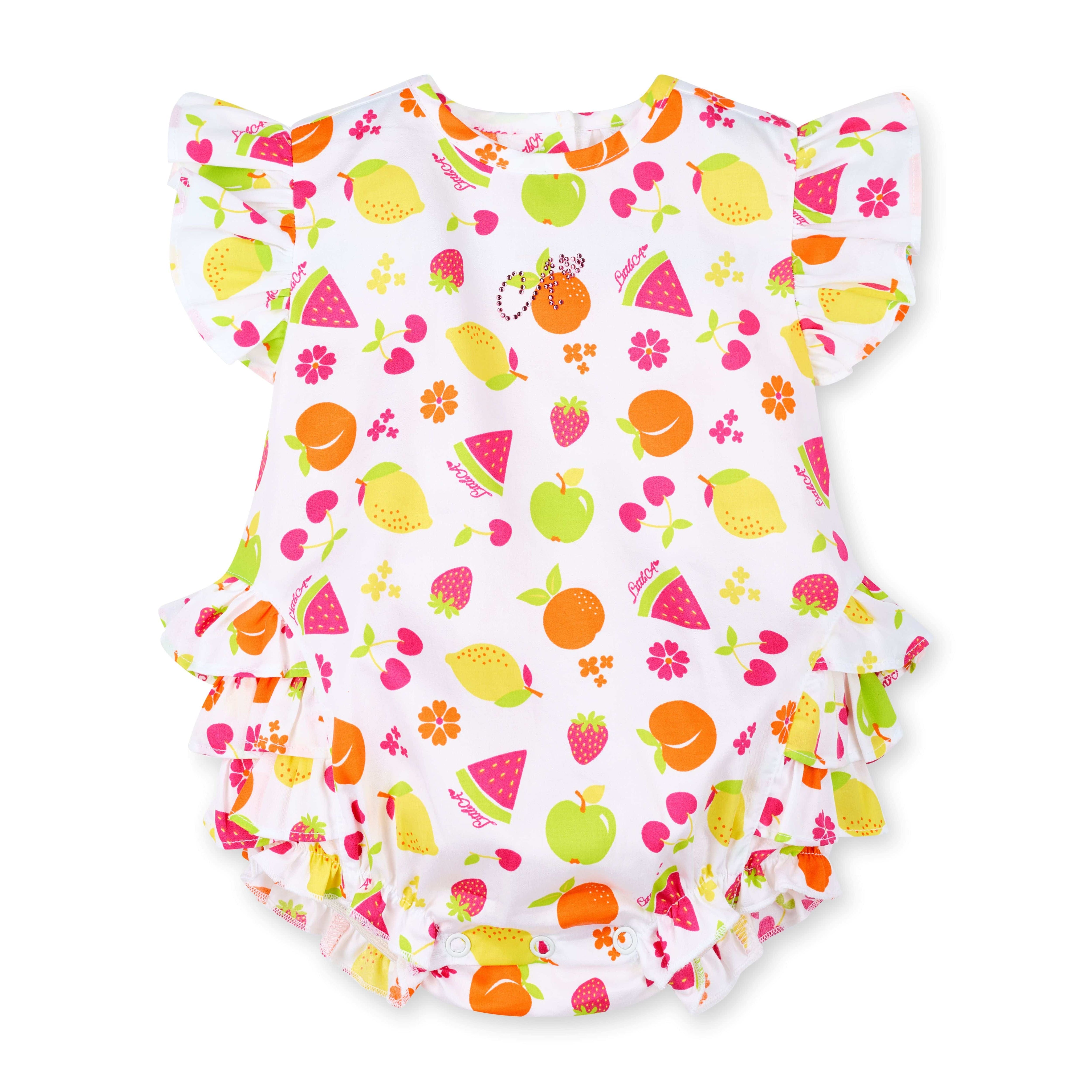 LITTLE A - Cutie Frutti Paloma Romper - White