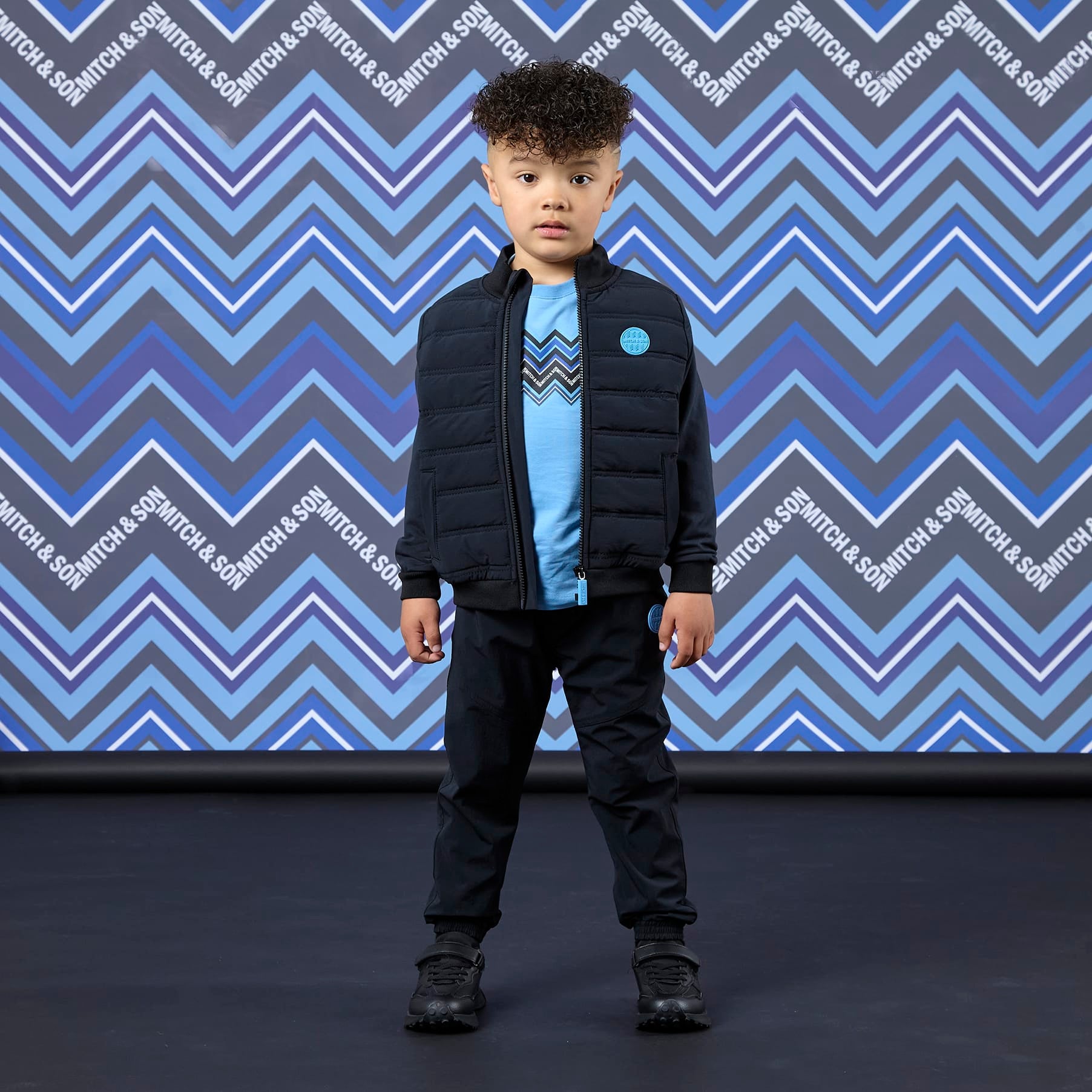 MITCH & SON - Winter Chevron Winston - Padded Nylon Jacket - Black