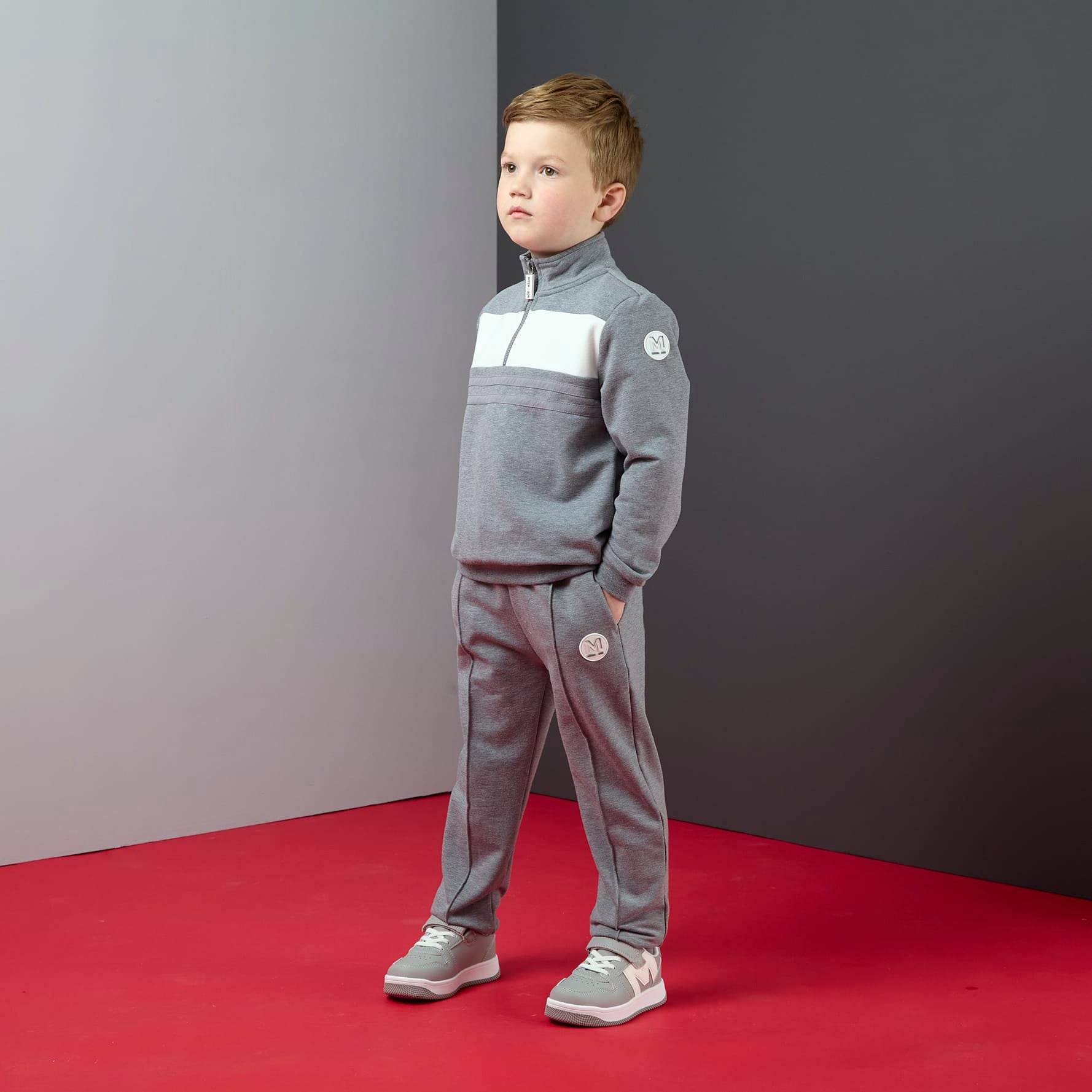 MITCH & SON - Dynamic Grey Tyler - Quarter Zip Tracksuit - Grey Marl