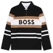 BOSS - Long Sleeved Polo Shirt -  Grey