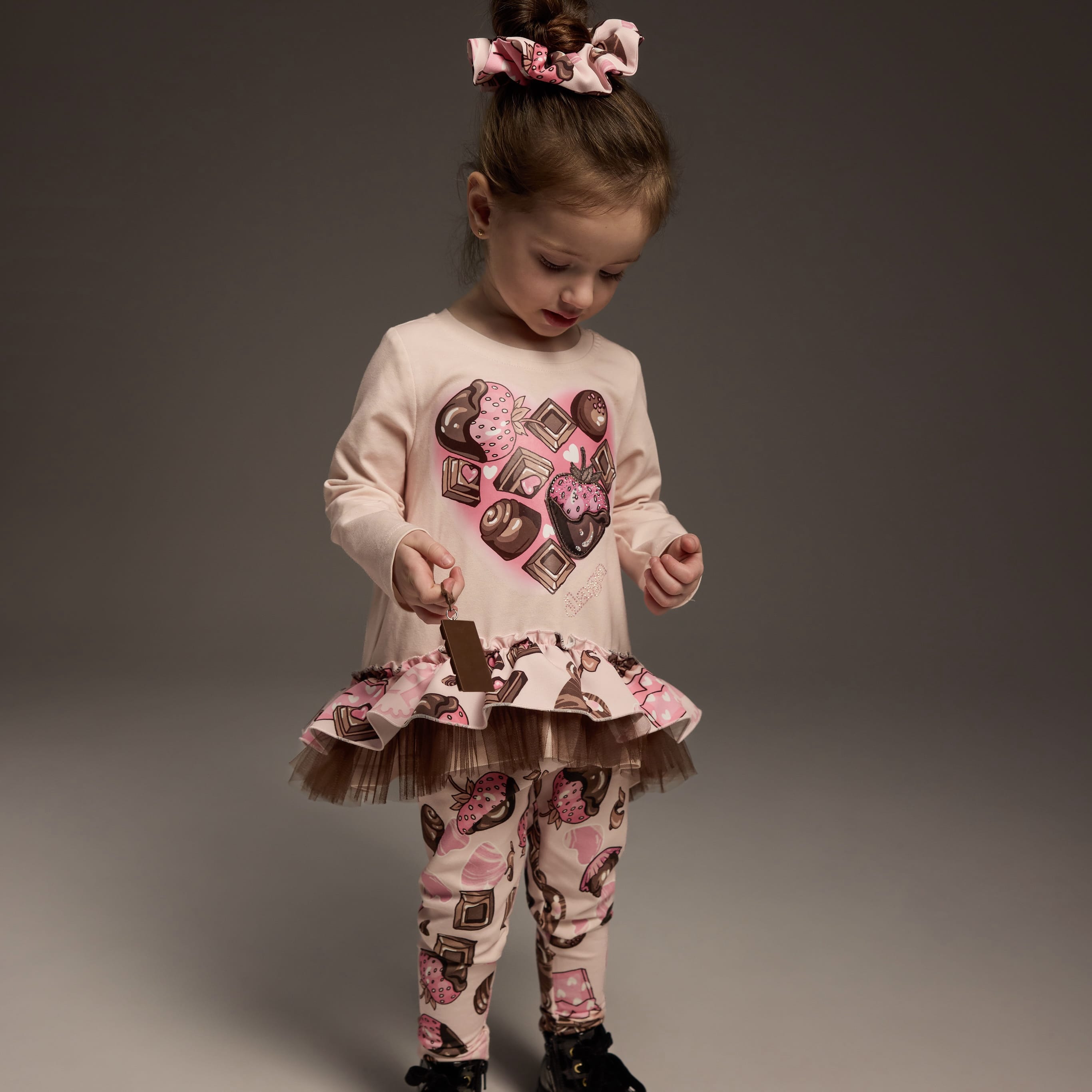 Daga - Chocolate Teddy Leggings Set - Pink