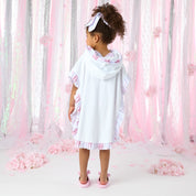 A DEE - Bubbles Heavenly Hydrangea Frill Poncho - Bright White