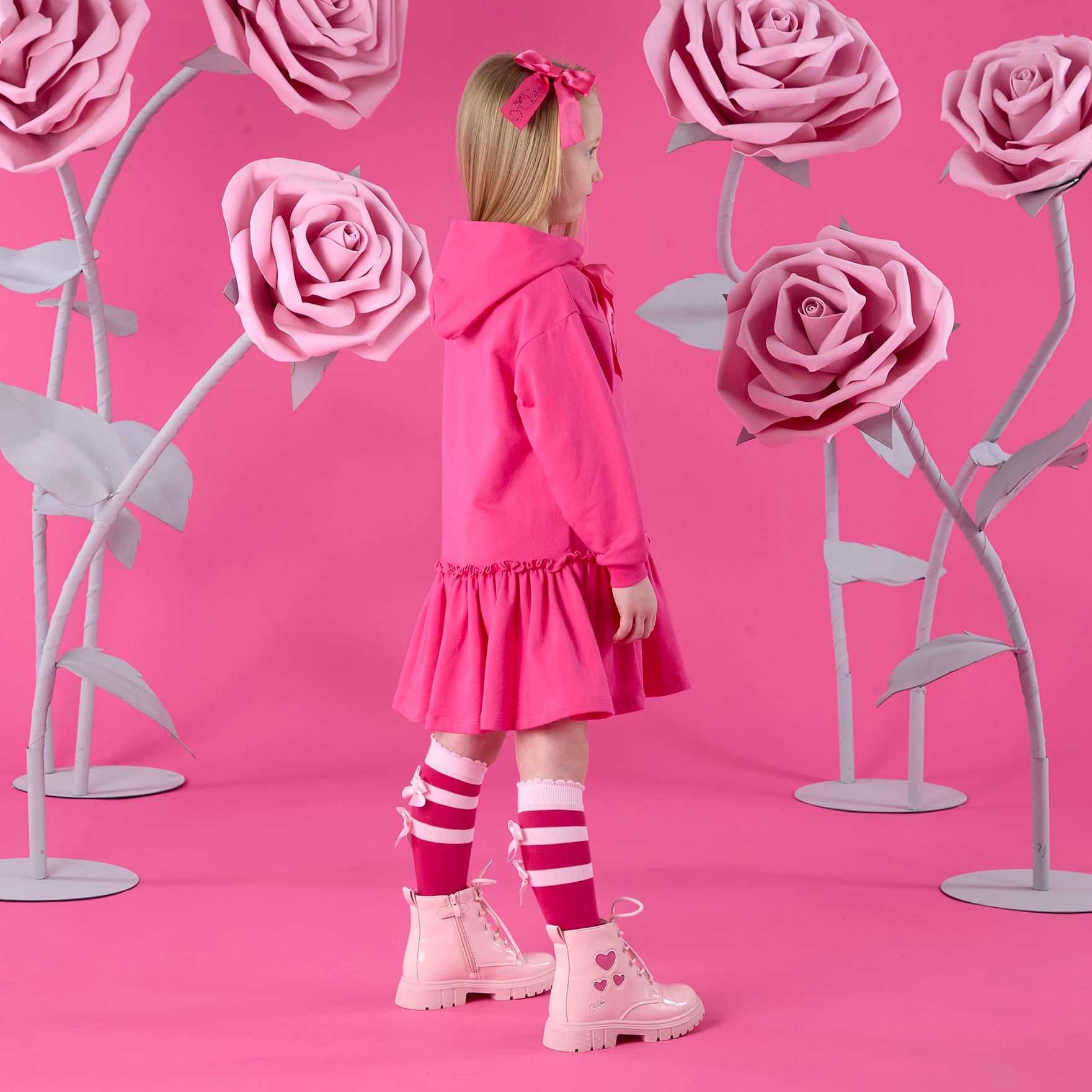 A DEE - Winter Bloom Alana Hoodie Sweat Dress - Fuchsia