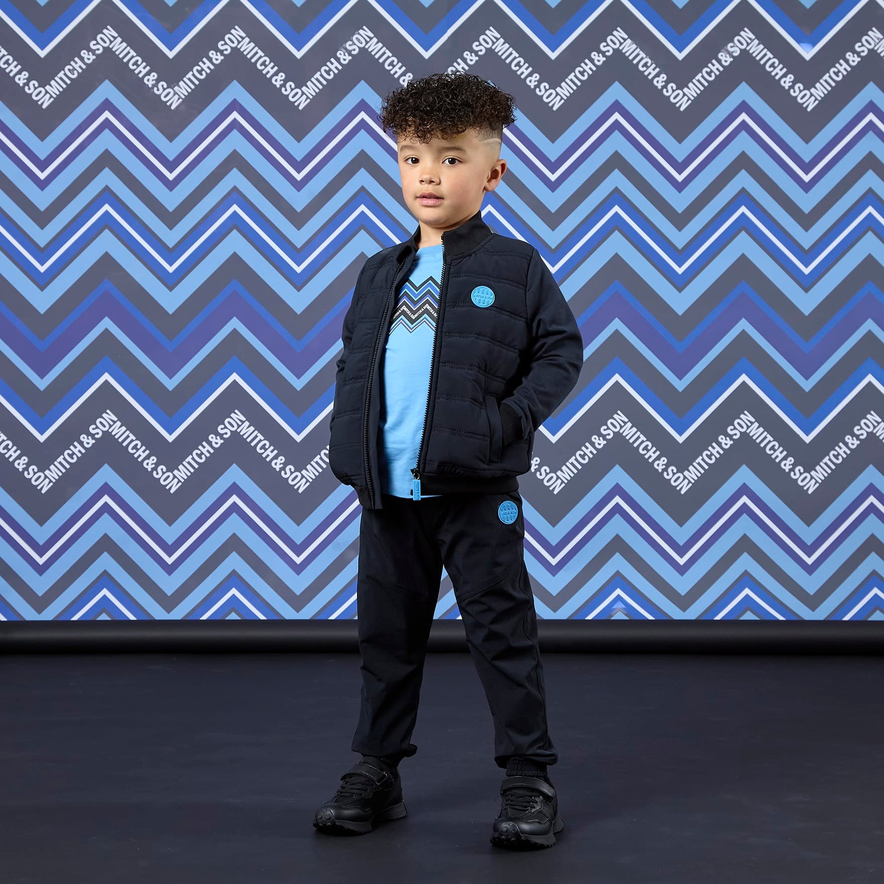 MITCH & SON - Winter Chevron Winston - Padded Nylon Jacket - Black
