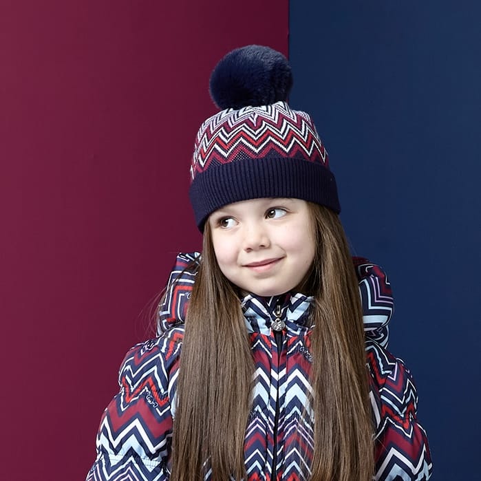 A DEE - Chevron Charm Chelsy Pom Pom Hat - Dark Navy