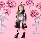 A DEE - Winter Bloom Alayah  Houndstooth Print Waist Dress - Black