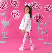 A DEE - Winter Bloom Ayla Rose Print Insert Legging Set - Snow White