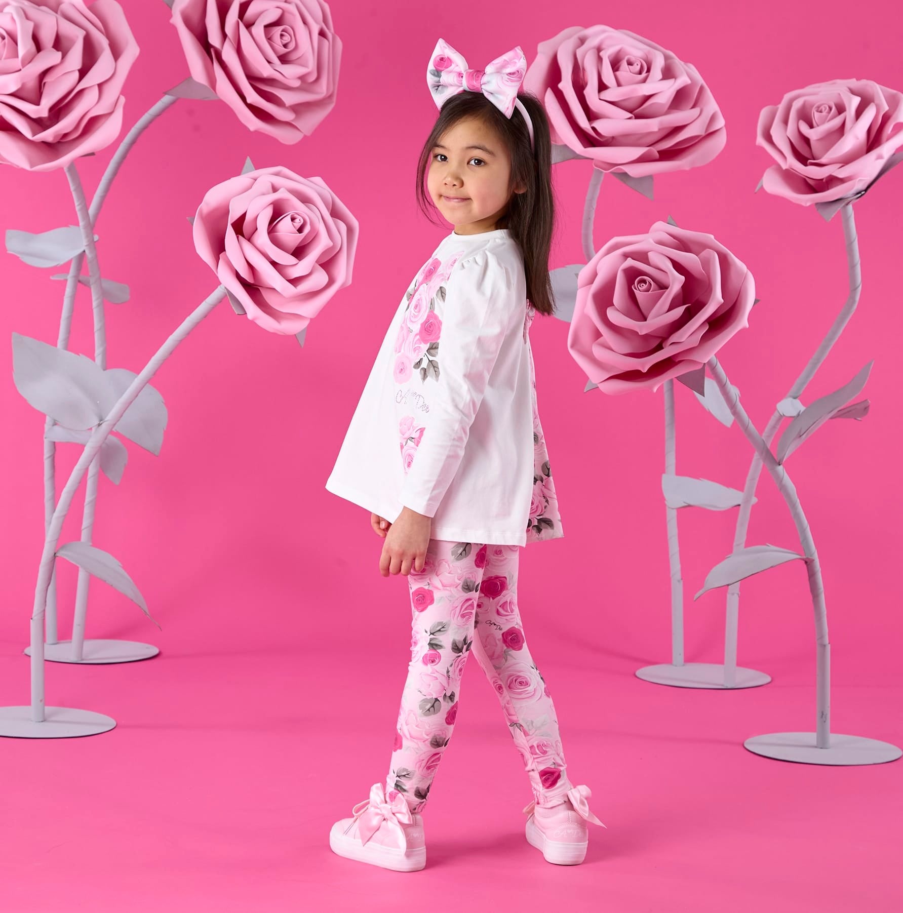 A DEE - Winter Bloom Ayla Rose Print Insert Legging Set - Snow White
