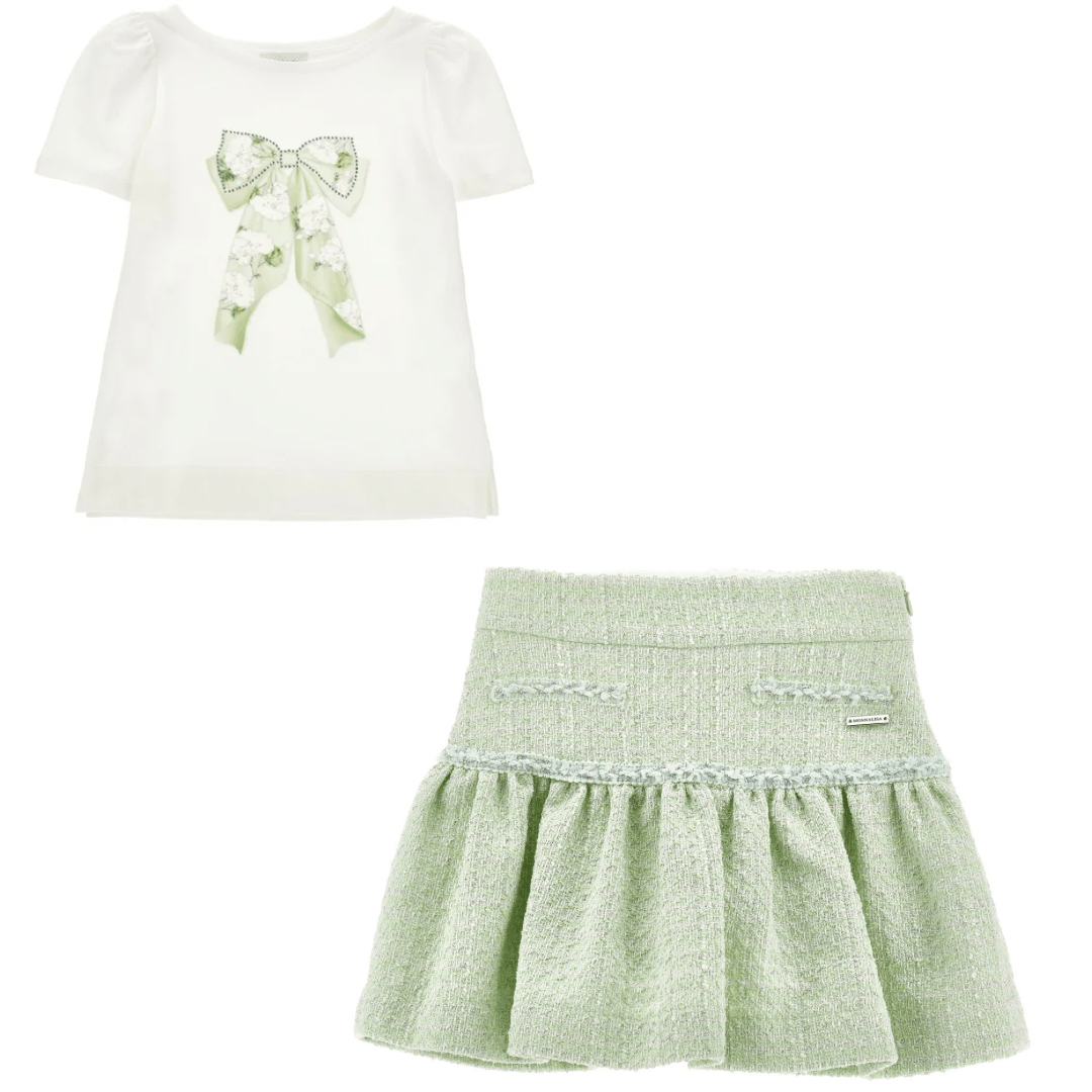 MONNALISA - Chic Top & Skirt Set - Mint