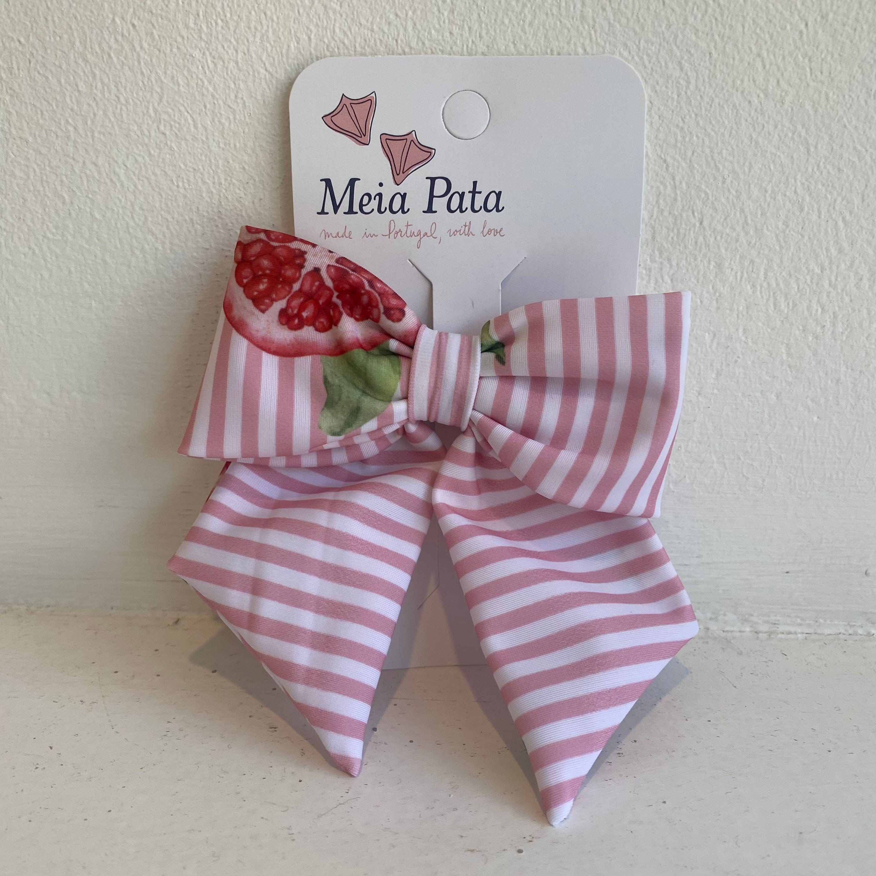 MEIA PATA -   Pomegranates Print Hair Bow - Raspberry