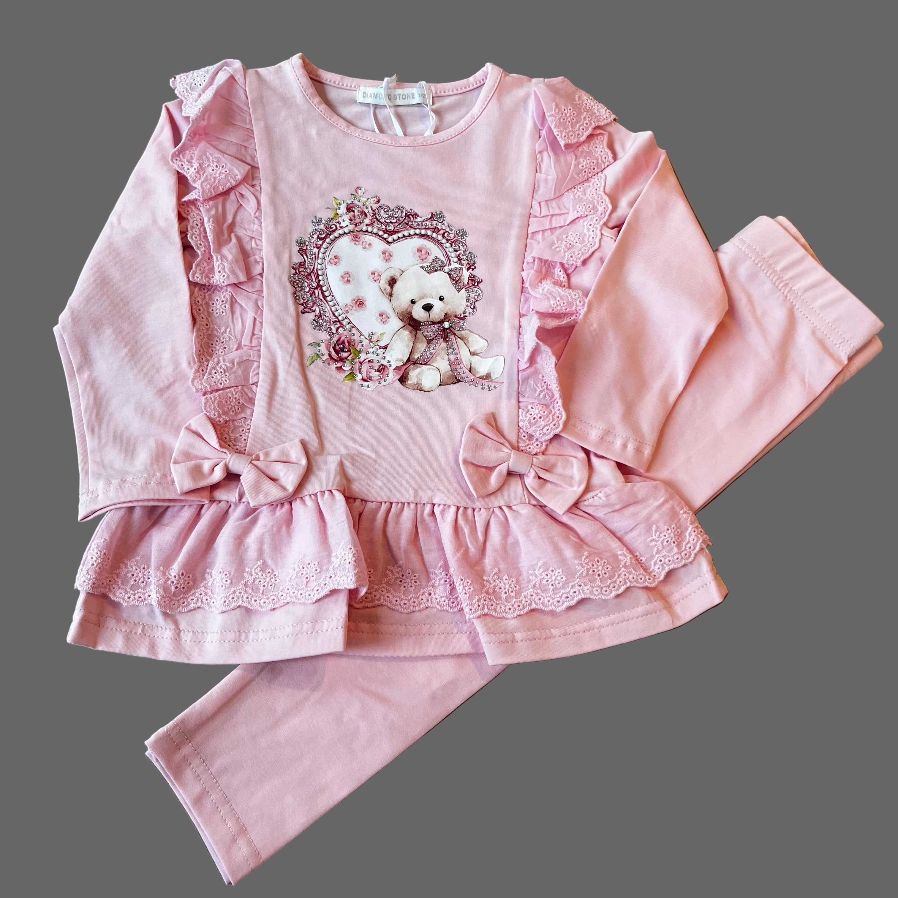 IS - Teddy Bear Leggings Set - Pink