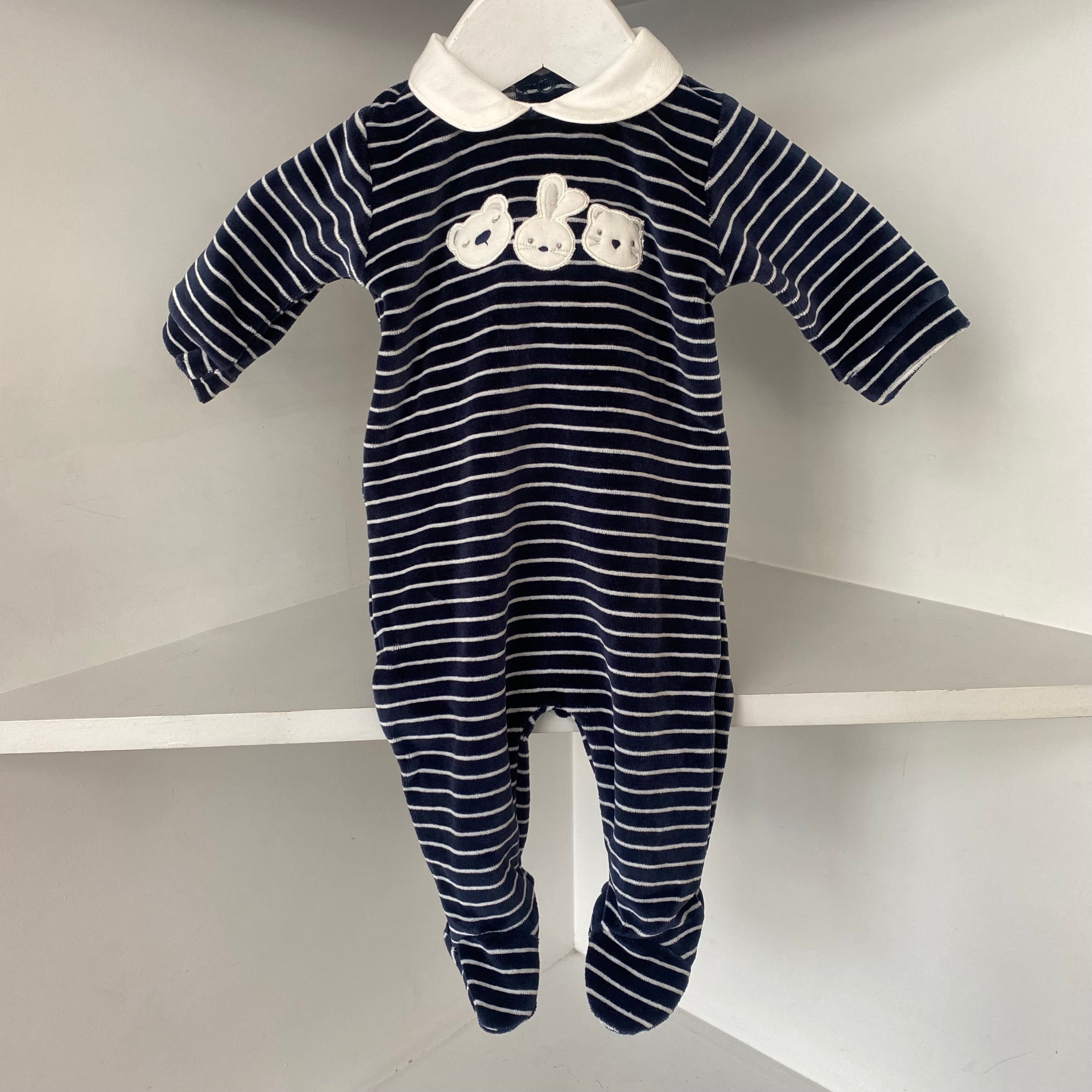 Coccode - Pets Stripe Babygrow - Navy Blue