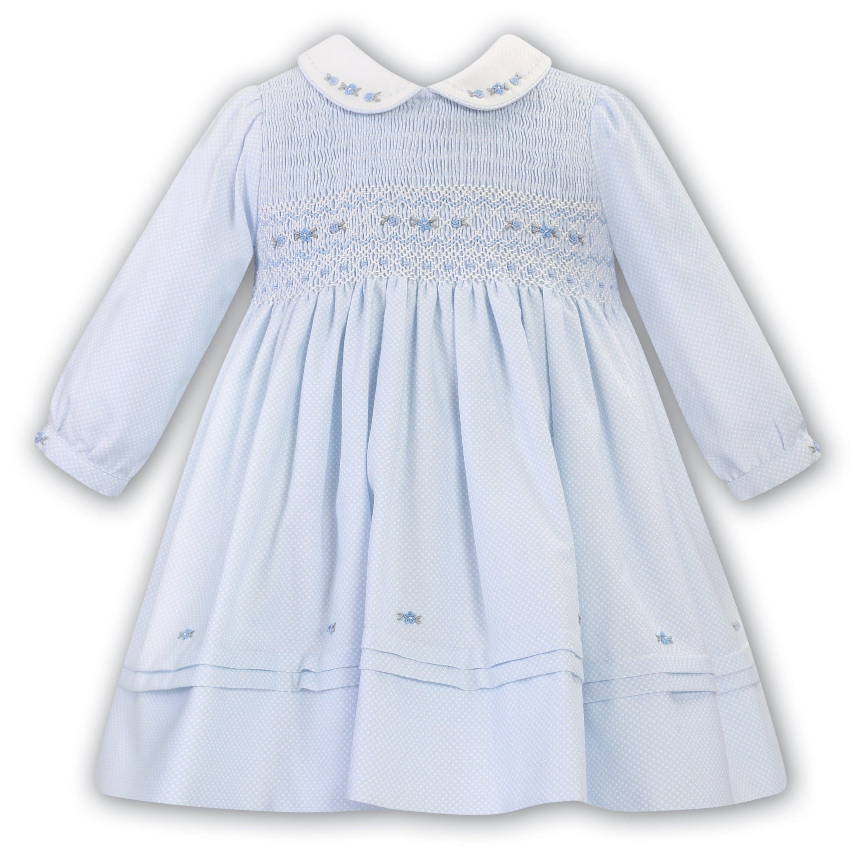 SARAH LOUISE -  Smocked Dress - Blue