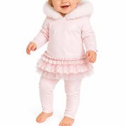 Bimbalo -Hooded Fur Leggings Set - Pink