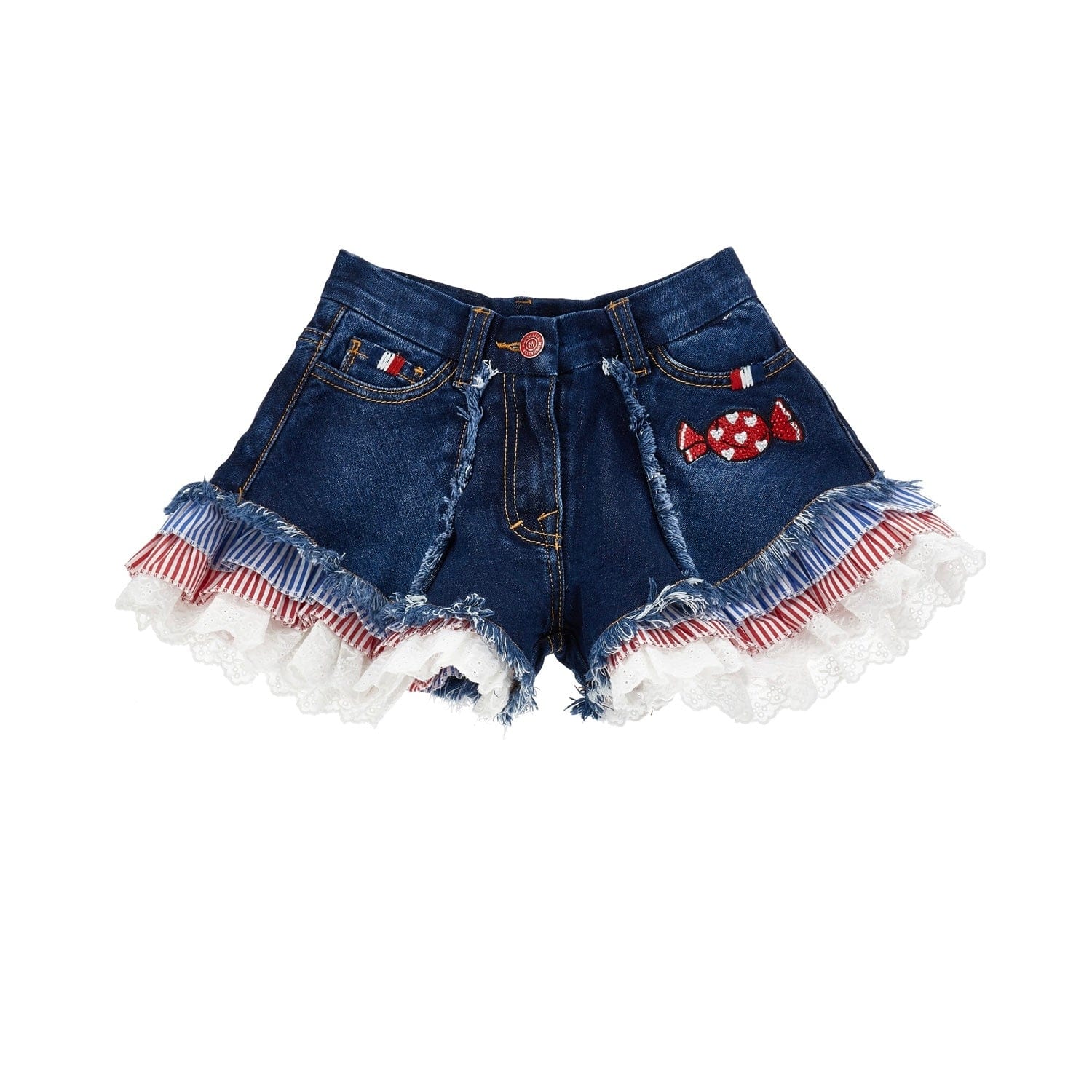 MONNALISA - Hello Kitty Denim Short Set - White