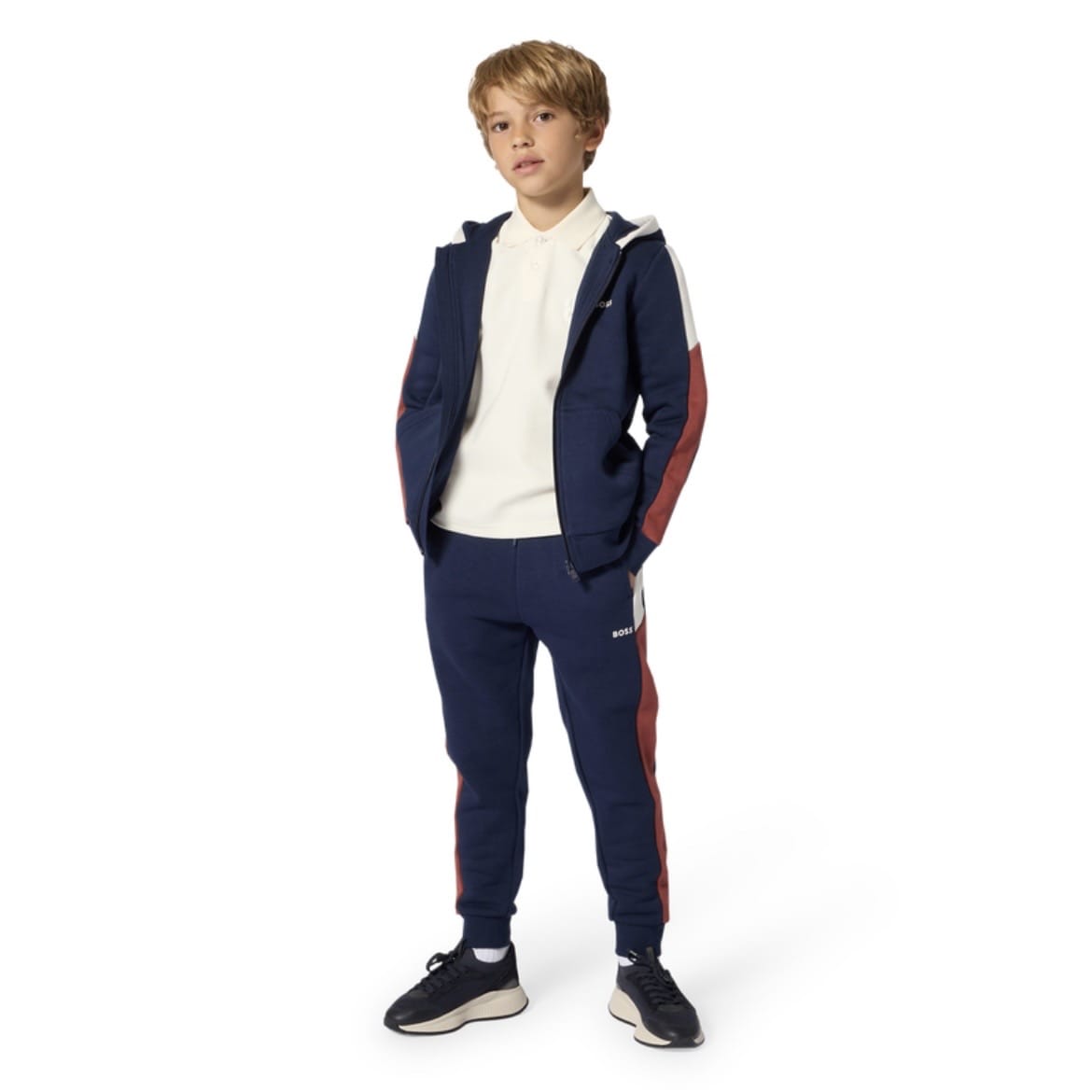 BOSS - Colour Block Three Piece Zip Hoodie Tracksuit Set  -  Navy