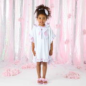 A DEE - Bubbles Heavenly Hydrangea Frill Poncho - Bright White