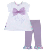 A DEE -  Naomi Popping Pastels Bow Artwork Legging Set - White