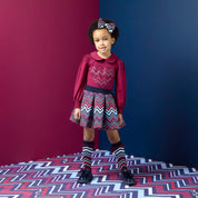 A DEE - Chevron Charm Chloe Chevron Print Skirt Set - Deep Cherry