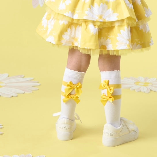 A DEE - Dawn Daisy Dreamer Bow Knee High Socks  - Bright White