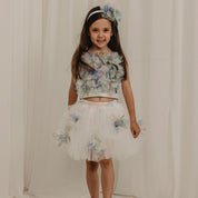 Daga - Pastel Bloom Embellished Tutu Skirt Set - White