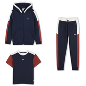 BOSS - Colour Block Three Piece Zip Hoodie Tracksuit Set  -  Navy