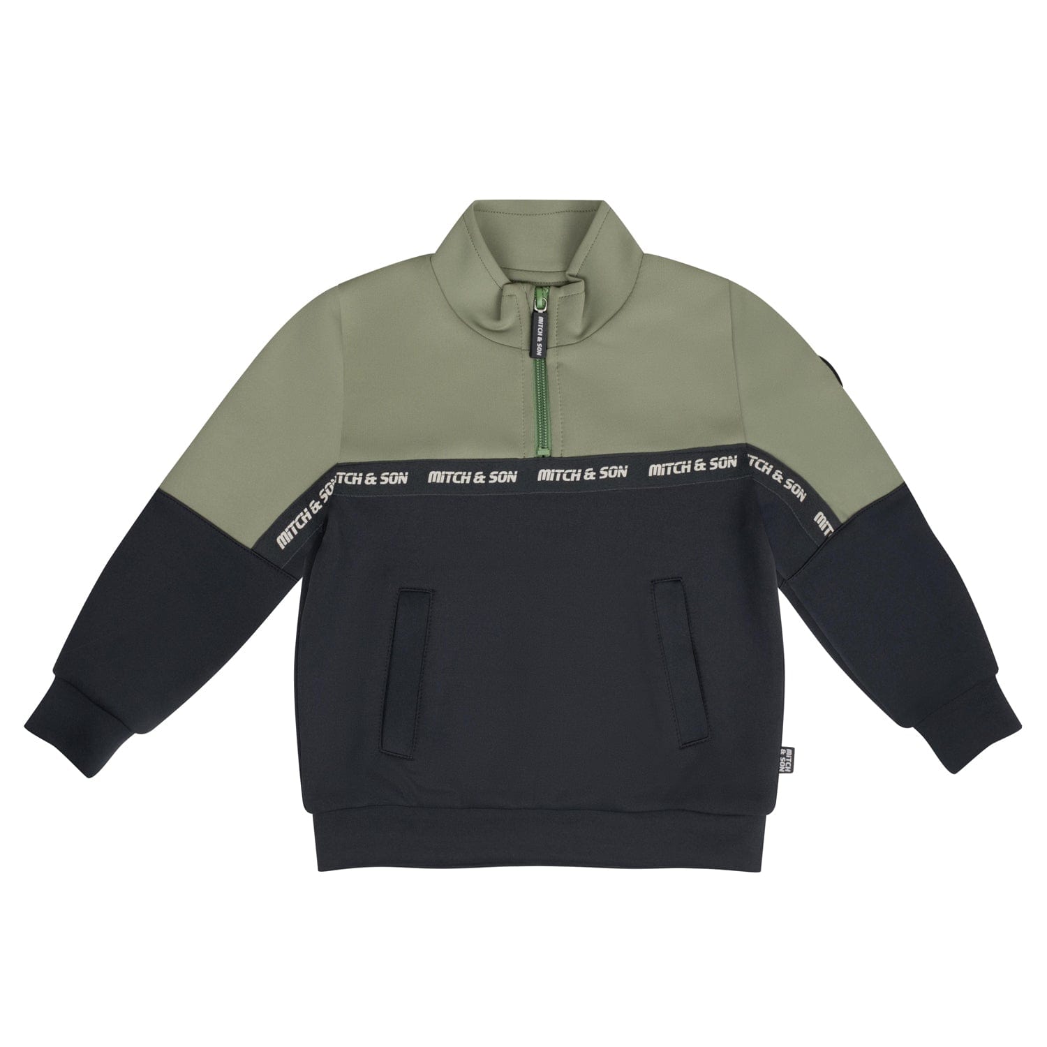 MITCH & SON - Calos Half Zip Tracksuit With Tape Detail - Khaki