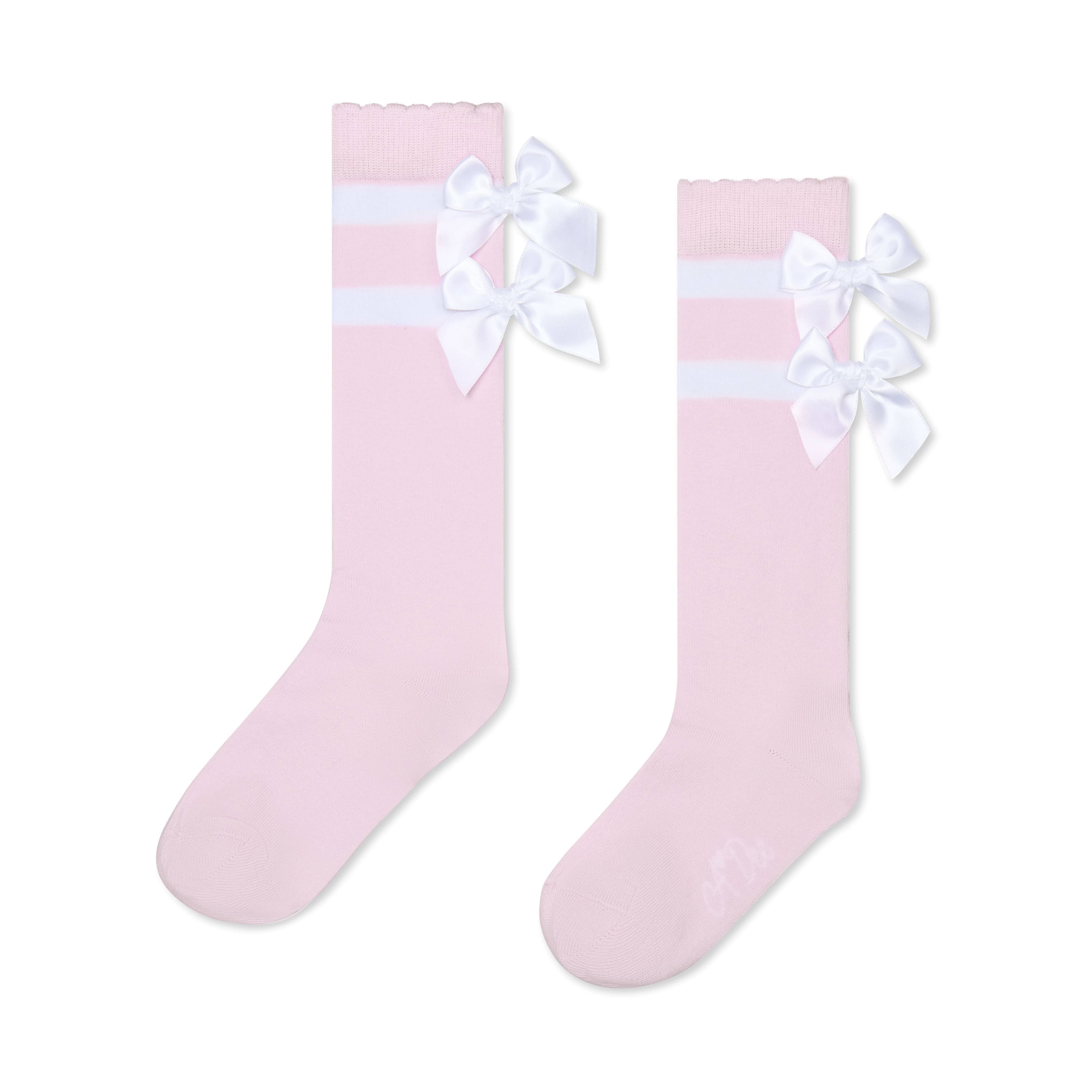 A Dee - Rhea Bow-tique Chic Bow Knee High Socks - Pink