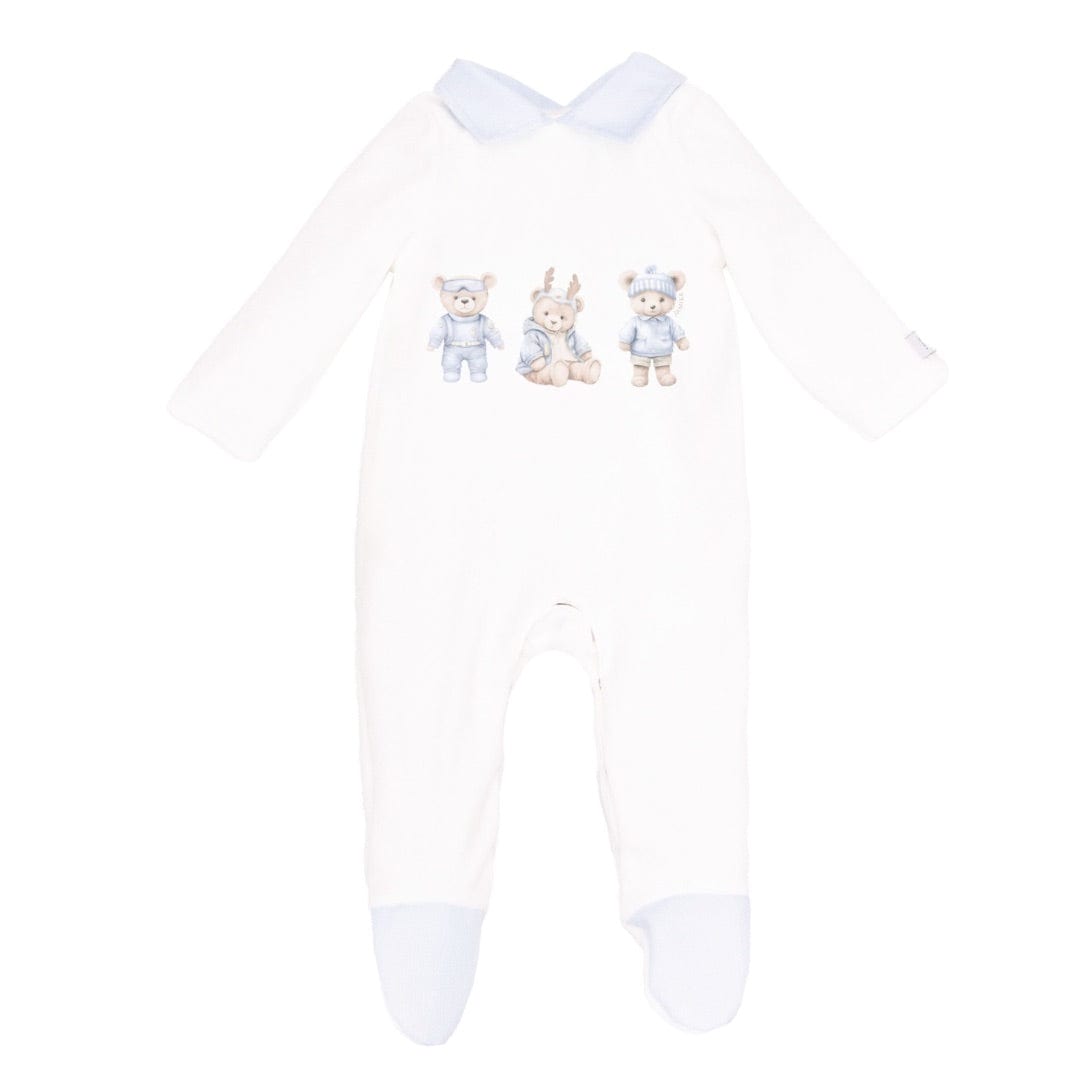 JAMIKS - Velour Bear Babygrow - Blue