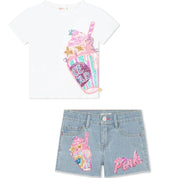 BILLIEBLUSH - Sequin Ice Cup T & Denim Shorts - Multi