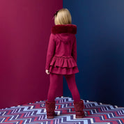 A DEE - Chevron Charm Alina Fur Trim Legging Set - Deep Cherry