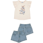 MAYORAL - Cowboy Boot Denim Short Set - Blue