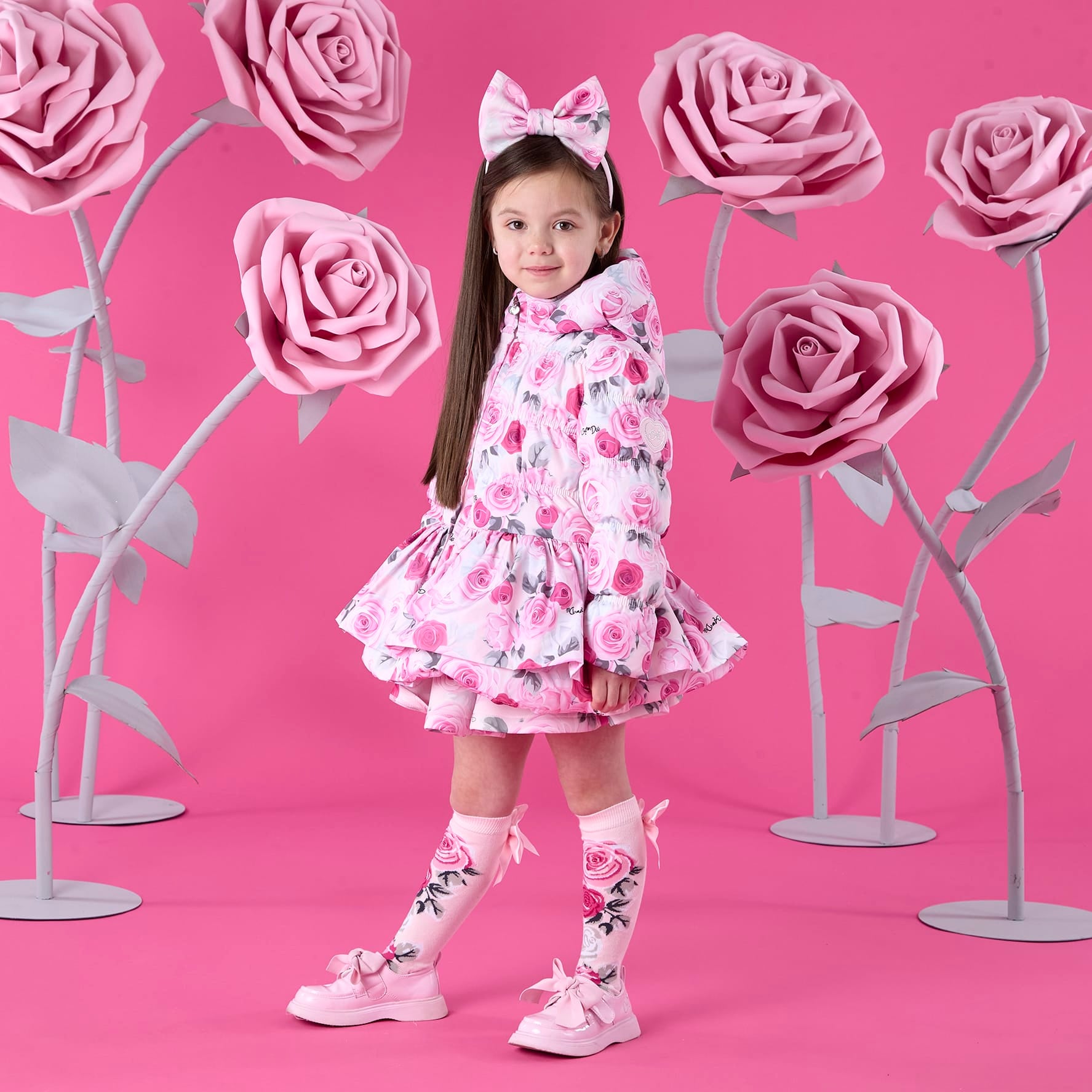 A DEE - Winter Bloom Ava Rose Print Jacket - Pale Pink