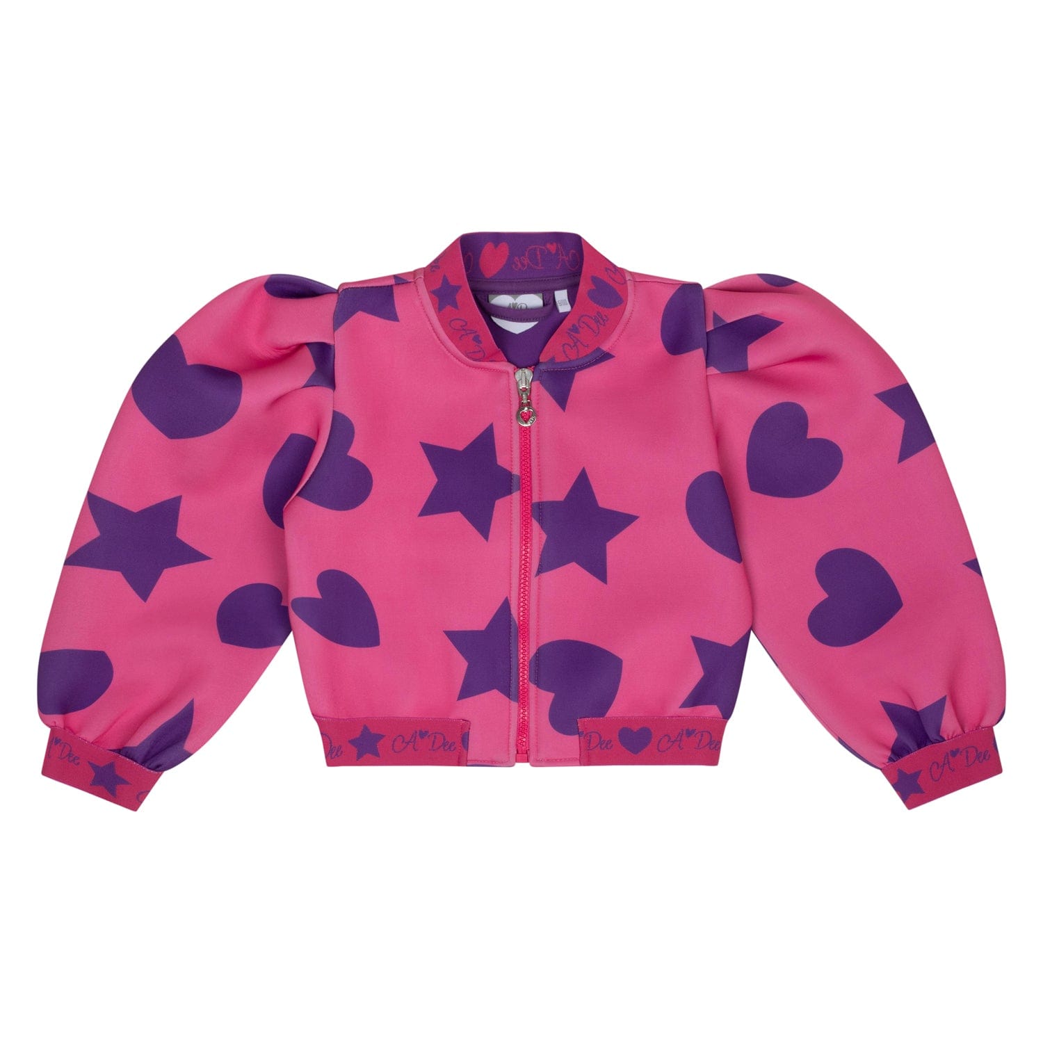 A DEE - Star Love Tia Hearts & Stars Print Bomber - Hot Pink