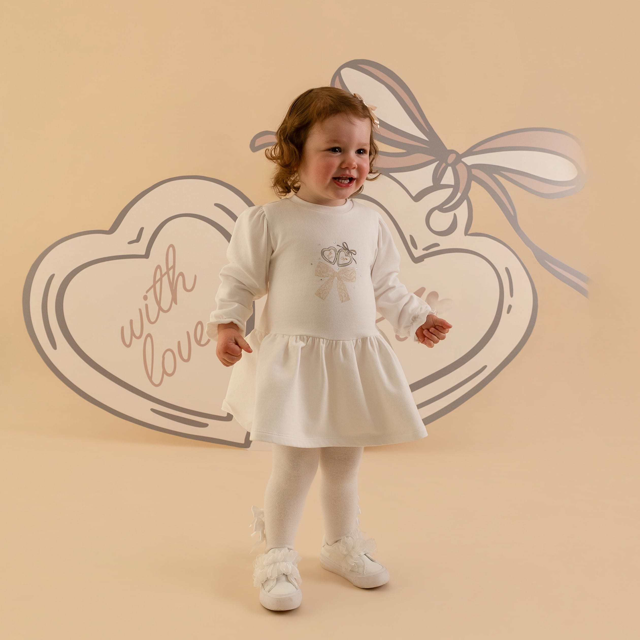 LITTLE A - Little Locket Delilah Sweat Dress - Snow White