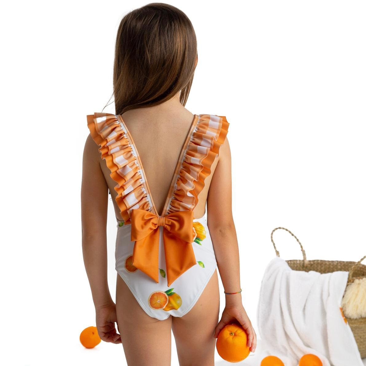 MEIA PATA -  Oranges Print Cancun Swimsuit - Orange