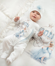 SOFIJA - Arabella Babygrow / Swaddle Blanket & Hat Set - Blue