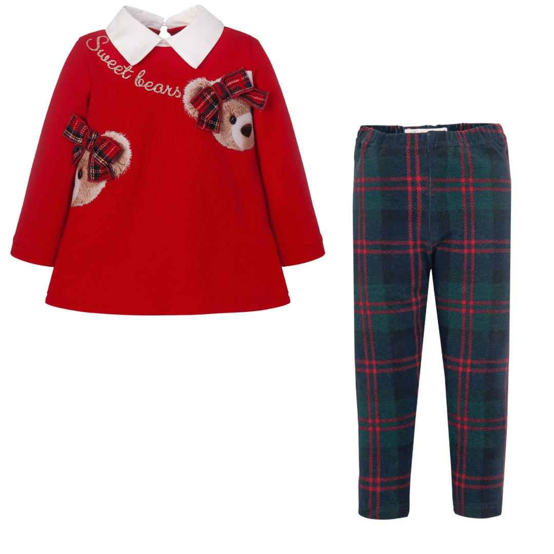 BALLOON CHIC - Tartan Teddy Legging Set - Red