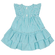 LITTLE A - Kourtney Little Fish Seersucker Dress - Aruba Blue