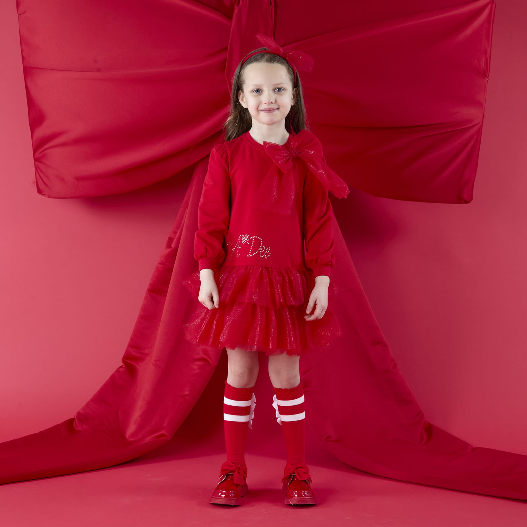 A DEE - Christmas Capsule Brandy Tulle Bow Dress - Red