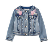MONNALISA -  Rose Denim Jacket - Blue
