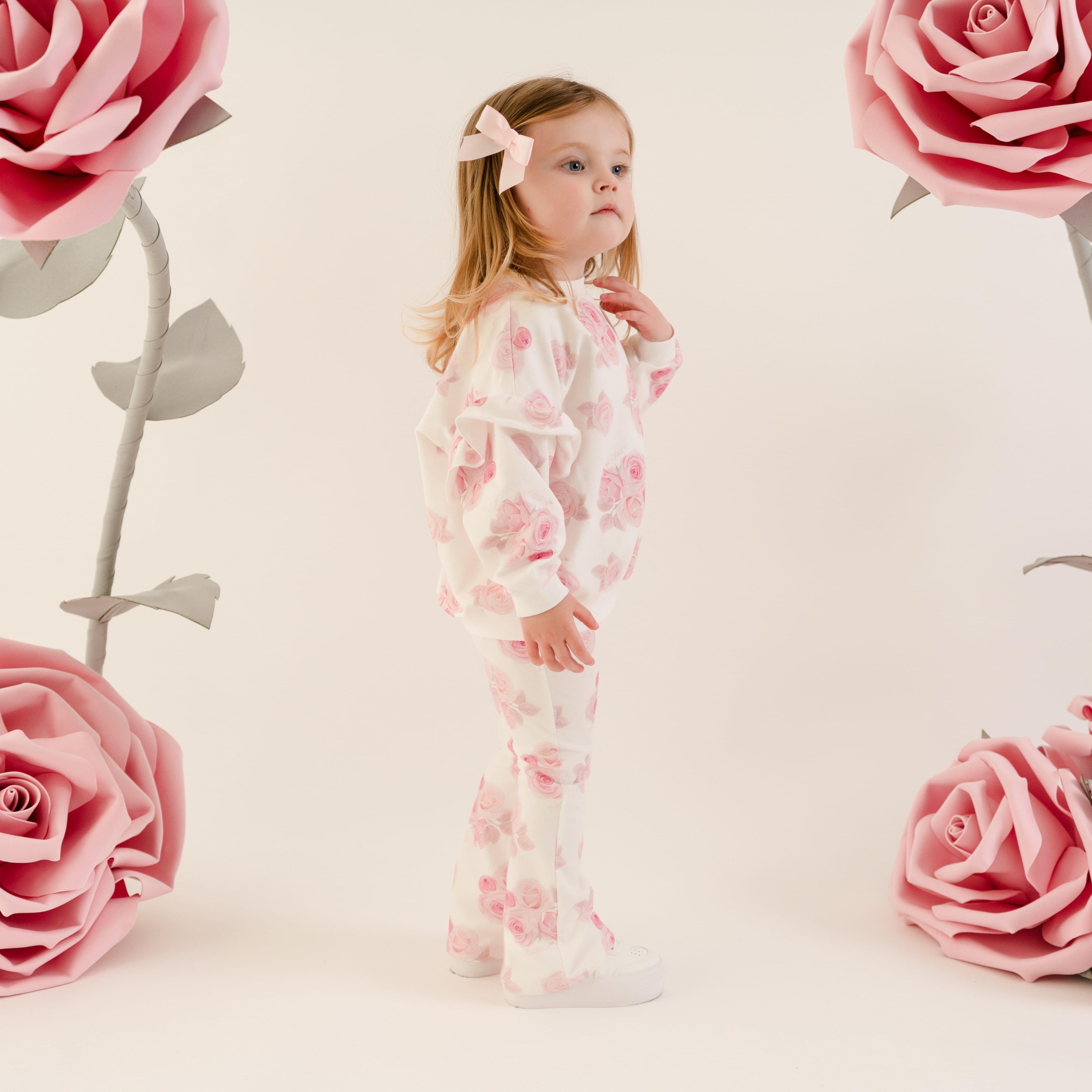LITTLE A - Little Bloom Dakota Rose Print Tracksuit - Snow White