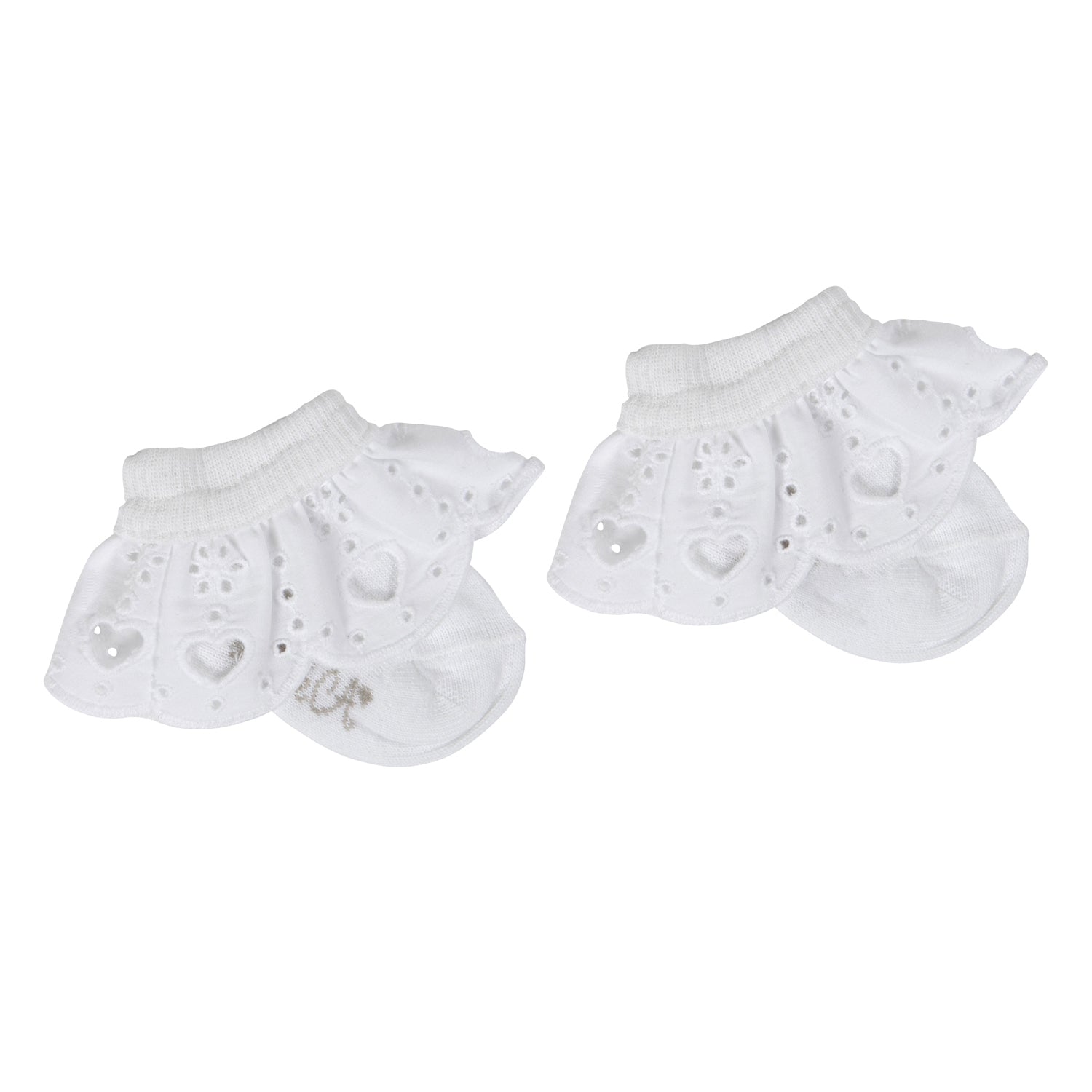 LITTLE A - Jo Pastel Hearts Broderie Anglaise Ankle Sock - White