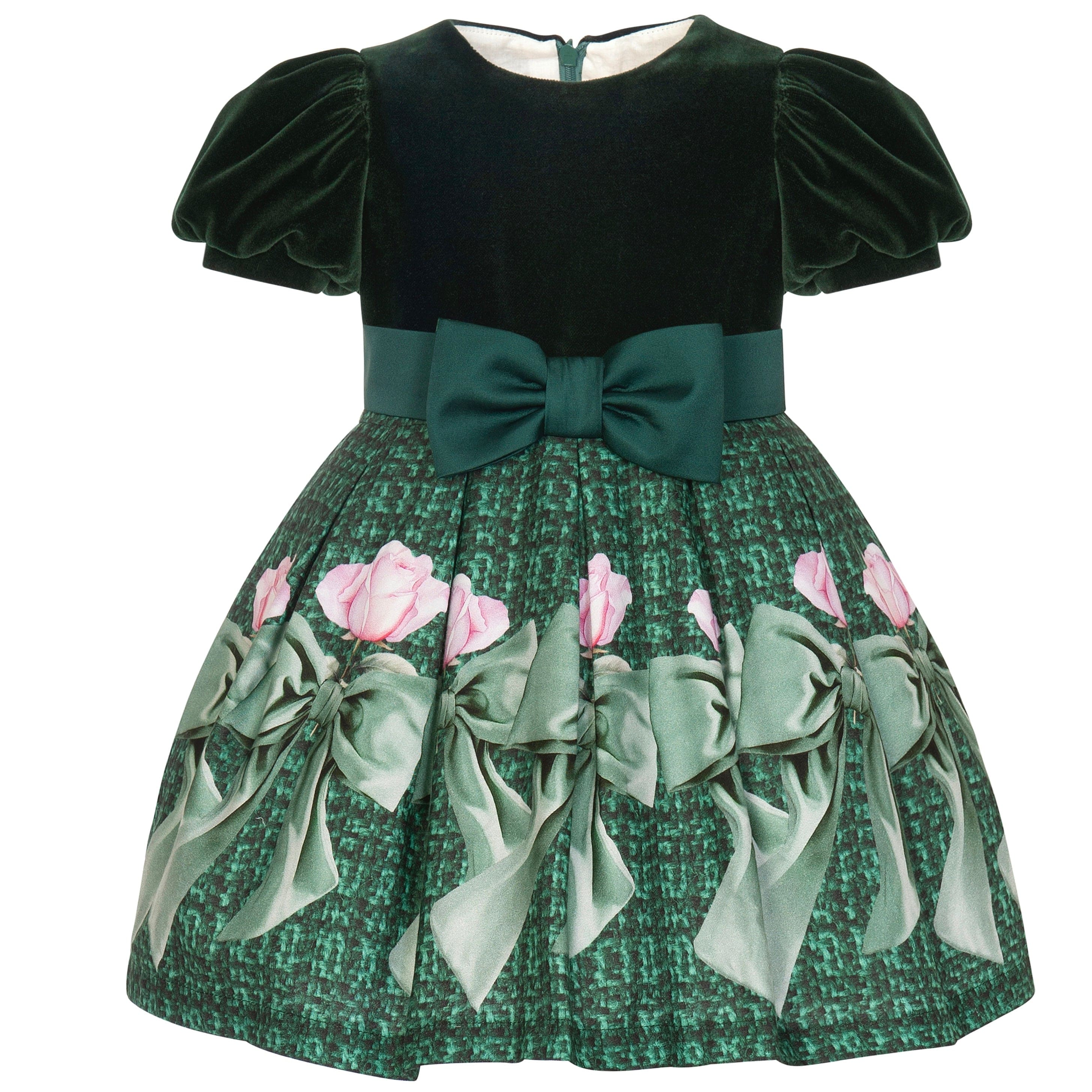 BALLOON CHIC - Velvet Rose Dress - Green